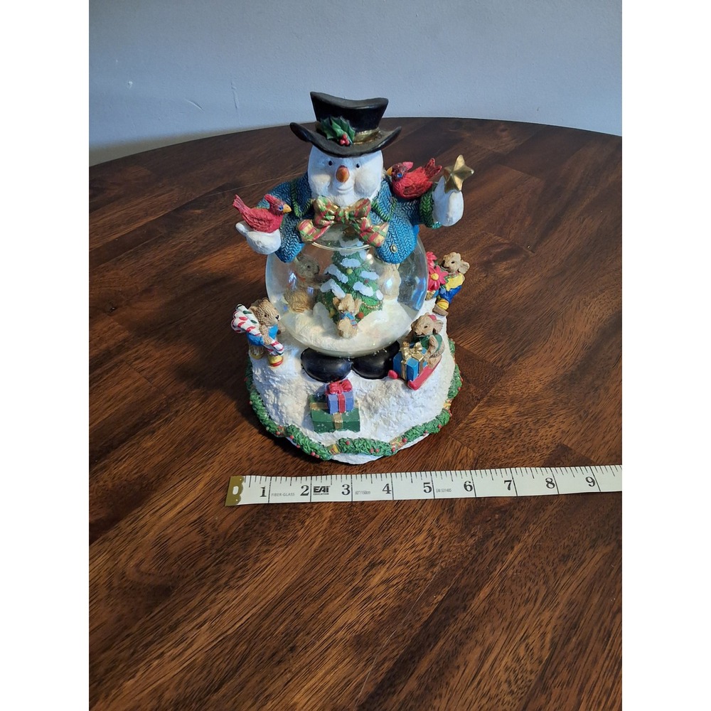 Snowman Christmas Snow Globe Musical Wind Up Animated Holiday Decor GVC WORKS - Picture 3 of 11